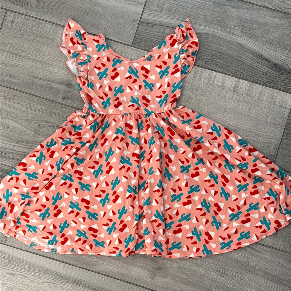 Dot dot smile empire Colorful Kids Dress with Cactus Print